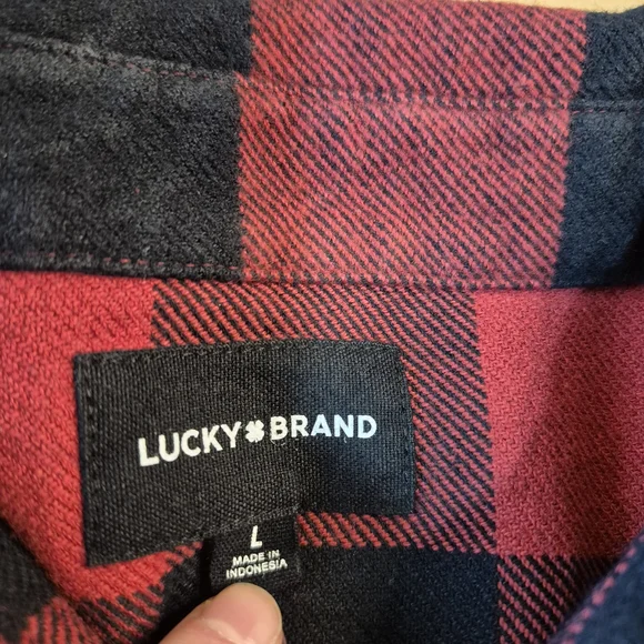 Lucky Brand Red and Black Plaid Snap Button Shirt 3118/431 - Picture 12 of 13
